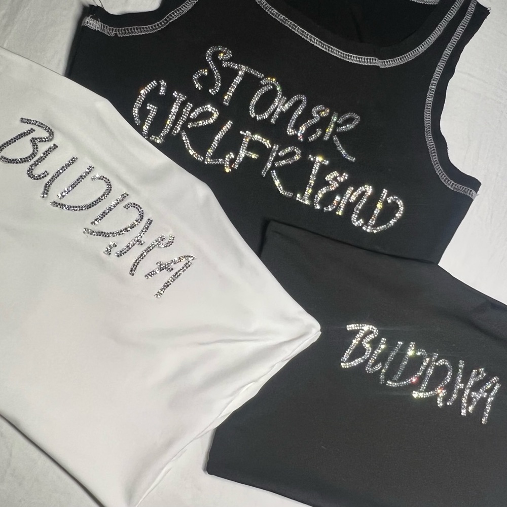 Black and white tube top $40 size (S,M,L,XL) tank top $50 (S,M,L,XL)